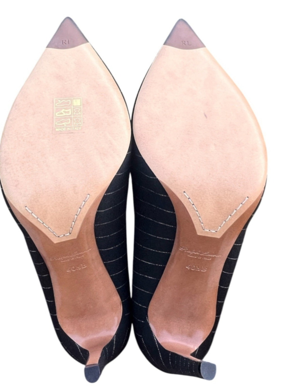 Ralph Lauren Collection Celia Pinstripe Wool Blend Pump EU 40.5 US 10.5 Italy - Picture 7 of 11